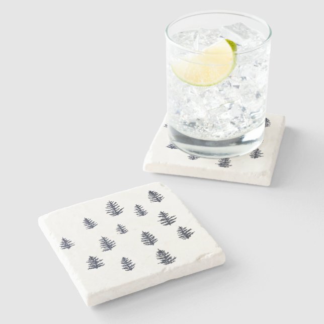 Pine Tree Watercolor Marble Stone Untersetzer (Seitenansicht)