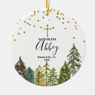 Pine Tree Weihnachtstaufe Gott segne Ornament