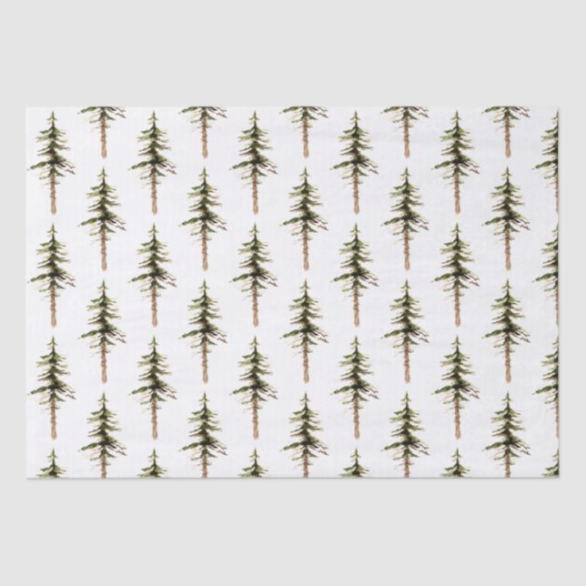 Pine Tree Woodland Forest Tissue Seidenpapier (Vorderseite)