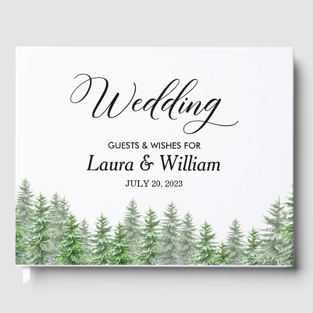 Pine Tree Woodland Wedding Guest Book Gästebuch (Vorderseite)