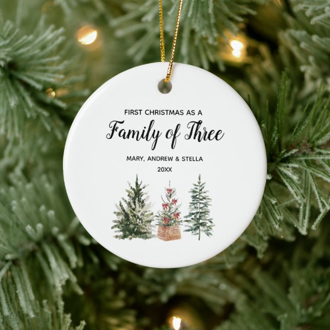 Pine Trees 1. Weihnachten als Familie von drei Keramik Ornament (Baum)
