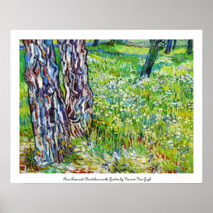 Pine Trees and Dandelions im Garten Van Gogh Poster
