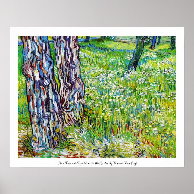 Pine Trees and Dandelions im Garten Van Gogh Poster (Vorne)