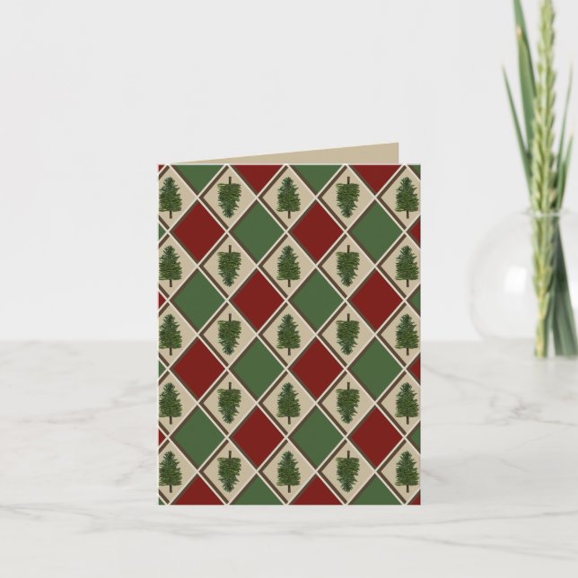 Pine Trees and Harlequin Greeting Card Karte (Vorderseite)