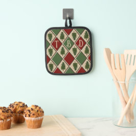 Pine Trees and Harlequin Pot Holder Topflappen
