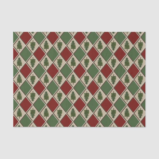 Pine Trees and Harlequin Tissue Paper Seidenpapier (Vorderseite)