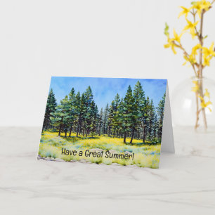 Pine Trees and Wildblumen Art Note Card Karte