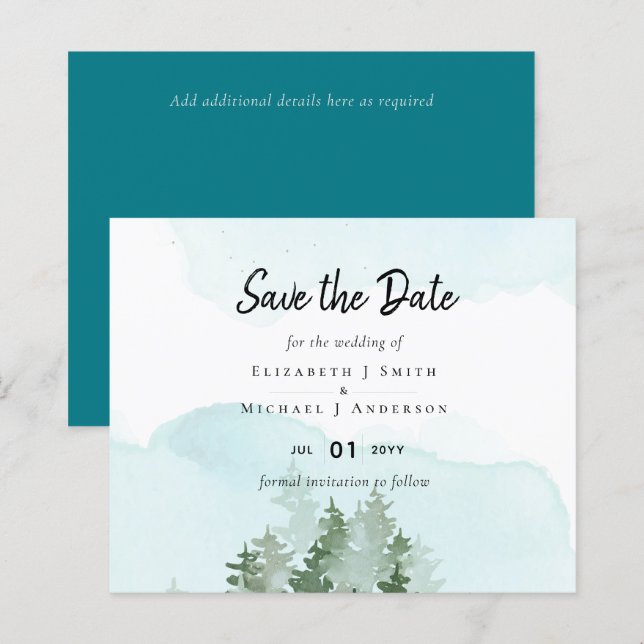 Pine Trees Aquamarin und Sage Wedding (Vorne/Hinten)