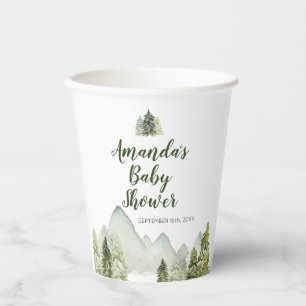 Pine Trees Baby Shower Adventure Mountain Forest Pappbecher