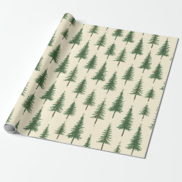 Pine Trees Beige Watercolor Christmas Holiday Geschenkpapier