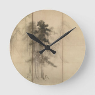 Pine Trees by Hasegawa Tohaku 16th Century Runde Wanduhr
