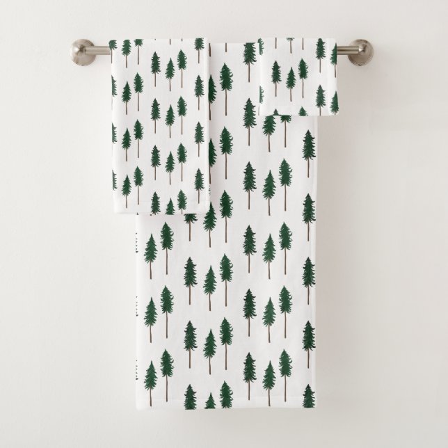 Pine Trees Forest Pattern Minimal Badhandtuch Set (Insitu)