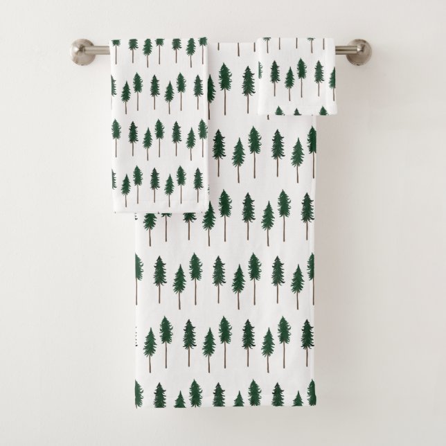 Pine Trees Forest Pattern Minimal Badhandtuch Set (Insitu)