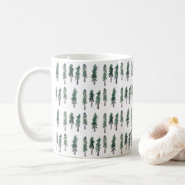 Pine Trees Forest Wasserfarbenbaumen Kaffeetasse