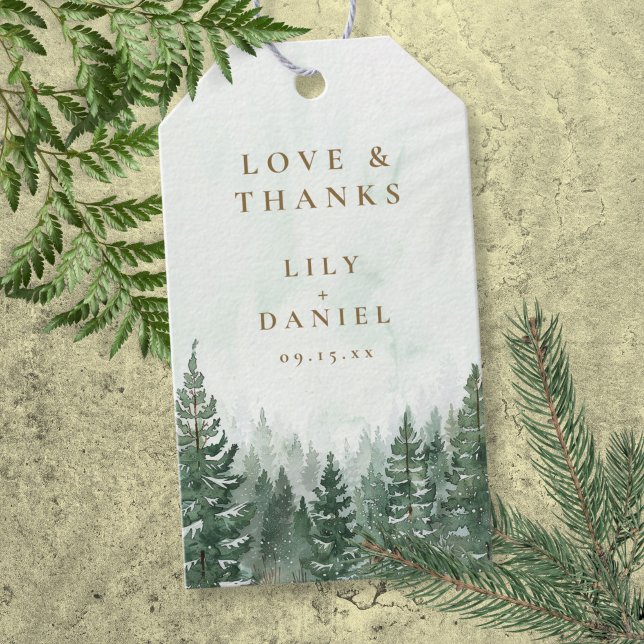 Pine Trees Forest Woodland Wedding Geschenkanhänger (Pine Trees Forest Woodland Wedding Gift Tags)