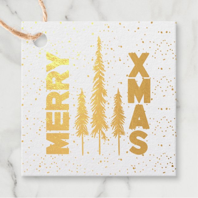 Pine Trees fröhliche Xmas ein Foto Geschenkanhänger (Vorderseite)