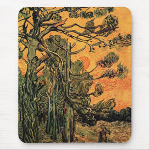 Pine Trees gegen einen roten Himmel mit Einstellun Mousepad