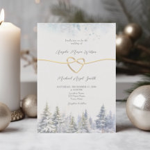 Pine Trees Hiver Mariage Invitation
