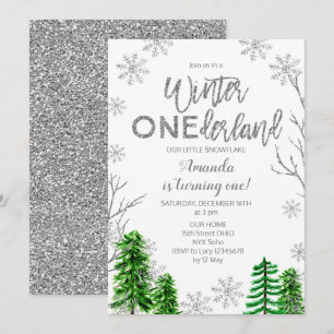 Pine Trees Hiver ONE derland Premier Invitation d'
