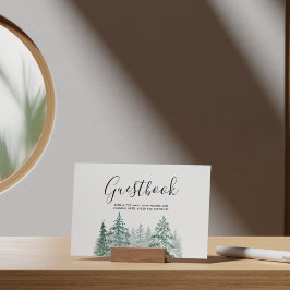 Pine Trees Lantern Botanical Wedding Guestbook Poster