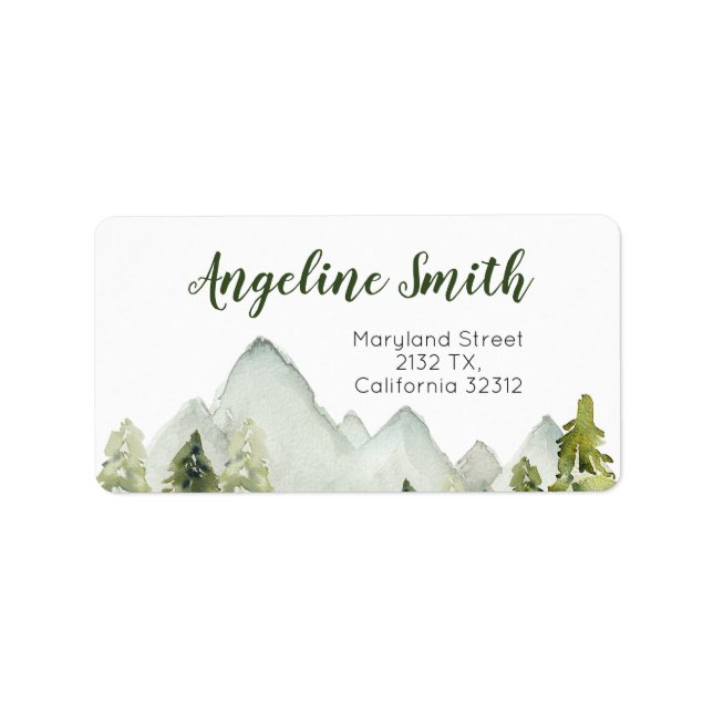 Pine Trees Mountain Baby Dusche Adresse Adressaufkleber (Vorne)