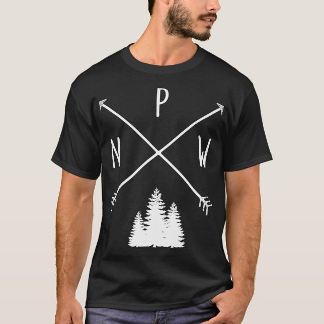 Pine Trees Pacific Northwest PNW with Arrows_1  T-Shirt (Vorderseite)