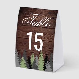Pine Trees Rustic Wood Winter Wedding Table Number Tischaufsteller