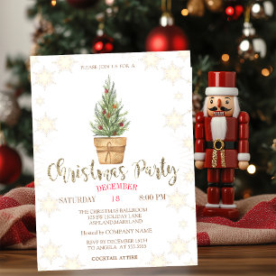Pine Trees Snowflakes Weihnachtsfest Party Einladung
