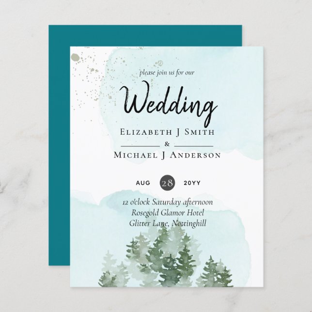 Pine Trees Teal and Sage Wedding (Vorne/Hinten)