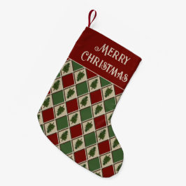 Pine Trees und Harlequin Holiday Strumpf Kleiner Weihnachtsstrumpf