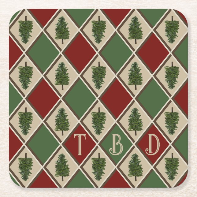 Pine Trees und Harlequin Paper Untersetzer (Vorderseite)