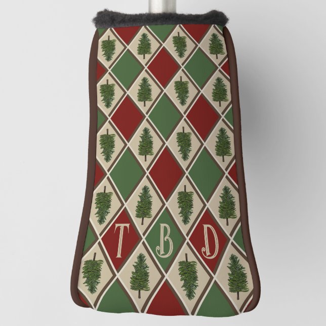 Pine Trees und Harlequin Putter Golf Head Cover Golf Headcover (Rotieren 90)