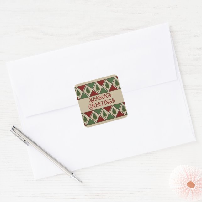 Pine Trees und Harlequin Square Sticker (Umschlag)