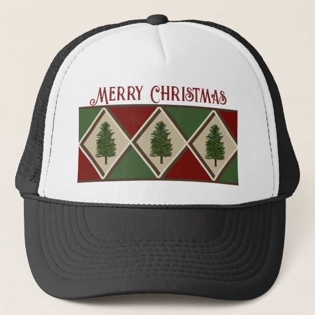 Pine Trees und Harlequin Trucker Hat Truckerkappe (Vorderseite)