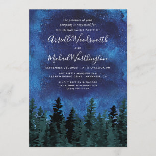 Pine Trees Watercolor Engagement Party Einladungen