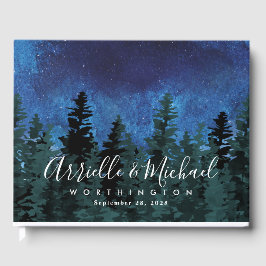 Pine Trees Watercolor Rustic Evergreen Wedding Gästebuch