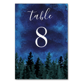 Pine Trees Watercolor Rustic Evergreen Wedding Tischnummer