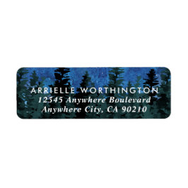 Pine Trees Watercolor Rustic Wedding Address Label