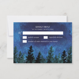 Pine Trees Watercolor Rustic Wedding RSVP Cards