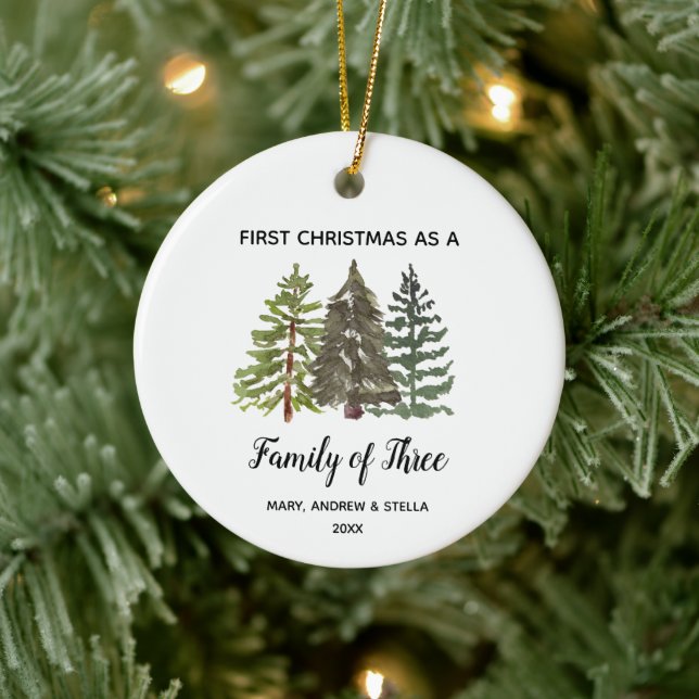 Pine Trees Weihnachten als Familie von drei Keramik Ornament (Baum)