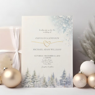 Pine Trees Winter Wedding Einladung
