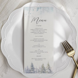 Pine Trees Winter Wedding Menu Menükarte
