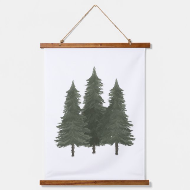 Pine Trees Woodland Kinderzimmer Dekoration Wandteppich Mit Holzrahmen (Vorderseite)