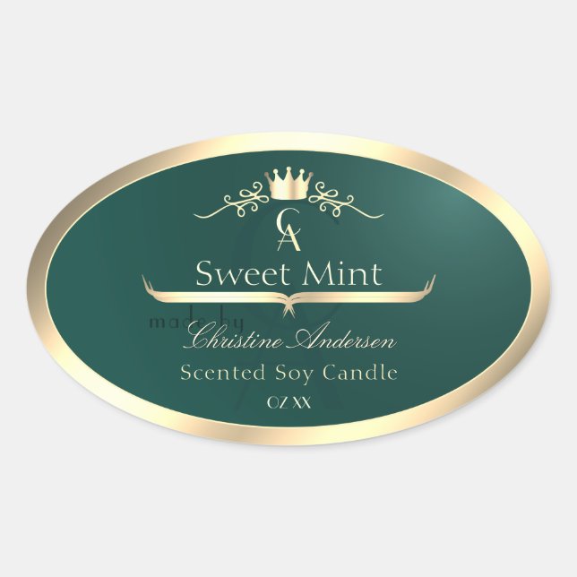 Pine Turquoise Étiquette de produit avec Monogramm (Devant)