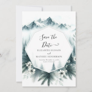 Pine Whimsical Mountains Wedding Save The Date