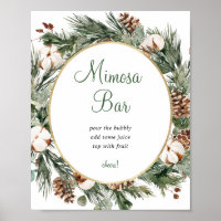 Pine Winter Mimosa Bar Brautparty Unterschrift