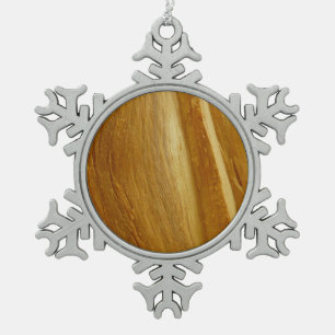 Pine Wood II Imitate Holzgewebe Schneeflocken Zinn-Ornament