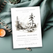 Pine Woods Landschaft Sketch Hochzeit Jahrestag