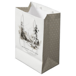 Pine Woods Mountain Landschaftsbild Hochzeit Mittlere Geschenktüte
