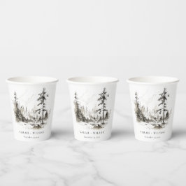 Pine Woods Mountain Landschaftsbild Hochzeit Pappbecher